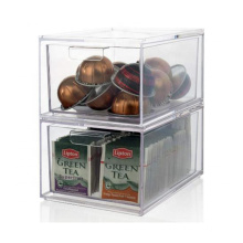 Stackable Clear Acrylic Coffee Pod and Tea Bag Organizer Drawers